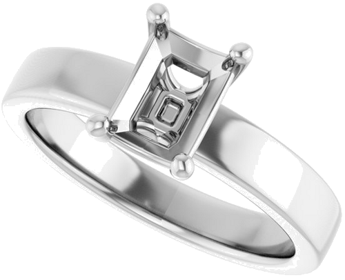 Sužadėtuvių Žiedas „Solitaire“ 14k white gold Emerald 7mm x 5mm (5)