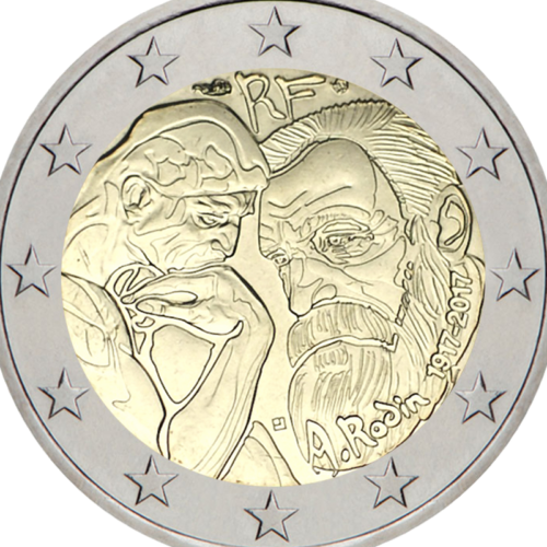 2017 Франция Огюст Роден Монета от 2 евро (2)