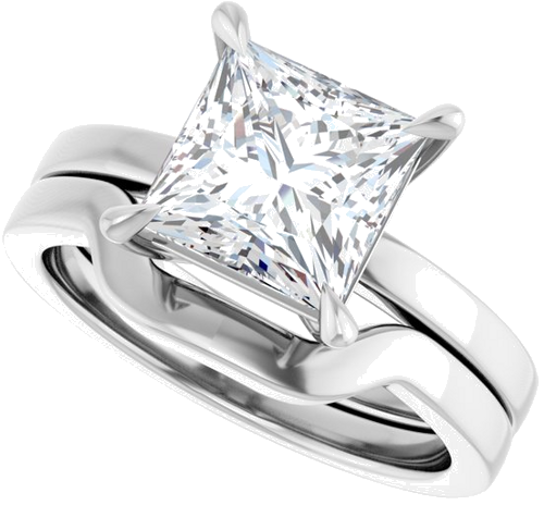Sužadėtuvių Žiedas „Claw-Prong Solitaire“ 14k white gold Square 7.5mm (10)