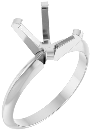 14K White 8x6 mm Emerald Solitaire Engagement Ring Mounting (1)