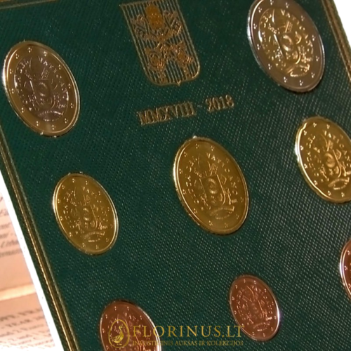 2018 Vatikanas Pranciškaus herbas BU Euro monetų rinkinys (3)