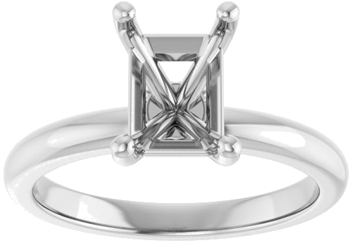 Sužadėtuvių Žiedas „Accented“ 14k white gold Emerald 8mm x 6mm (3)