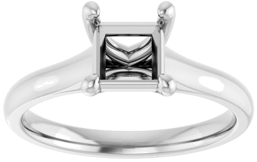 14K White 5.5x5.5 mm Square Solitaire Engagement Ring Mounting (3)