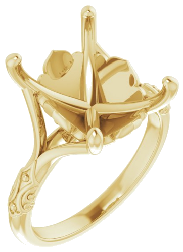 Sužadėtuvių Žiedas „Solitaire Sculptural“ 10k yellow gold Emerald 12mm x 10mm (1)