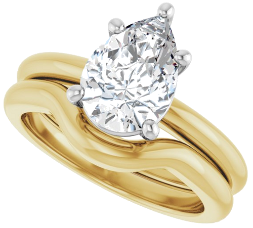 Sužadėtuvių Žiedas 14k yellow/white gold Pear 10mm x 7mm (10)