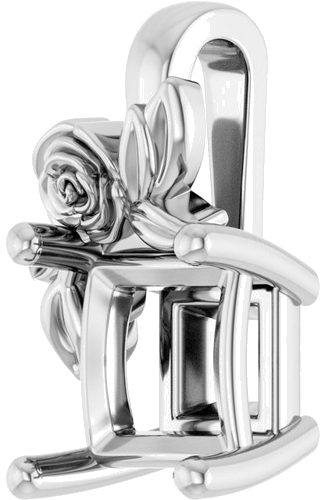 Pakabukas „Solitaire Floral“ 14k white gold Square 6mm (2)