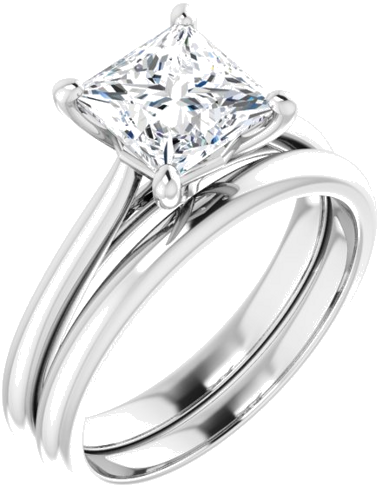 Sužadėtuvių Žiedas „Solitaire“ 585 Baltojo Aukso Square 6.5mm (6)