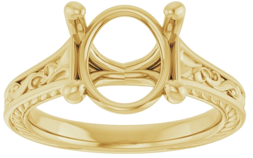Sužadėtuvių Žiedas „Solitaire Scroll“ 14k yellow gold Oval 11mm x 9mm (3)