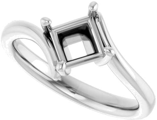 Sužadėtuvių Žiedas „Solitaire Bypass“ 14k white gold Square 5.5mm (5)