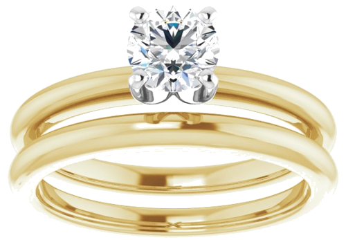 14K Yellow   White  5.2 mm Round Solitaire Engagement Ring Mounting (8)