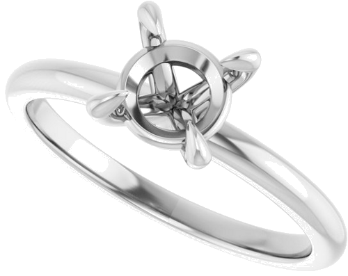 Platinum  6.5 mm Round Solitaire Engagement Ring Mounting (5)