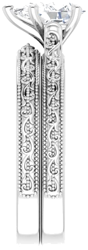 Sužadėtuvių Žiedas „Solitaire Sculptural“ 10k white gold Pear 8mm x 5mm (9)