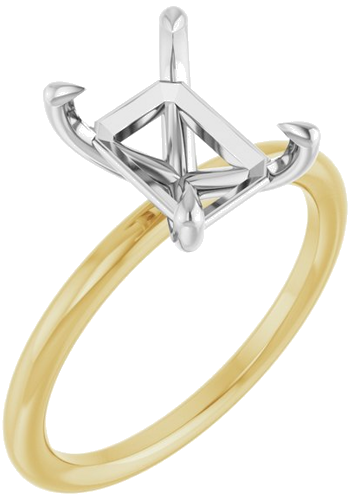 Sužadėtuvių Žiedas „Claw-Prong Solitaire“ 14k yellow/white gold Emerald 9mm x 7mm (1)