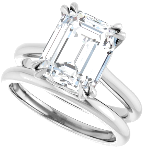 Sužadėtuvių Žiedas „Double Claw-Prong“ 10k white gold Emerald 10mm x 8mm (10)
