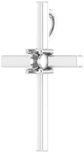 Pakabukas „Solitaire Cross“ 14k white gold Round 4.8mm (2)