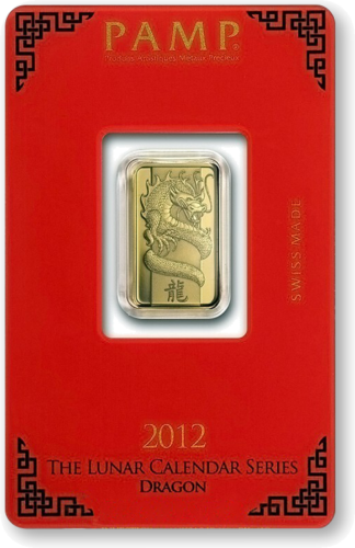 5 г Инвестиционный золотой слиток Год Дракона 2012 PAMP (2)
