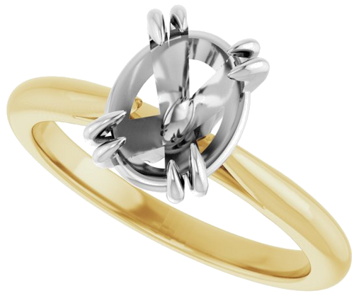 Sužadėtuvių Žiedas „Solitaire“ 585 Baltojo Ir Geltonojo Aukso Oval 9mm x 7mm (5)