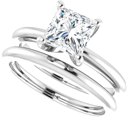 Sužadėtuvių Žiedas „Solitaire“ 585 Baltojo Aukso Square 6mm (10)