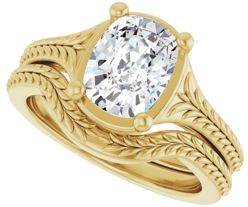 Sužadėtuvių Žiedas „Solitaire“ 14k yellow gold Elongated Cushion 8.6mm x 6.6mm (10)
