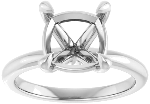 14K White 9x9 mm Cushion Solitaire Engagement Ring Mounting (3)
