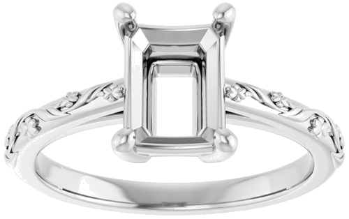 Sužadėtuvių Žiedas „Solitaire“ 14k white gold Emerald 8mm x 6mm (3)