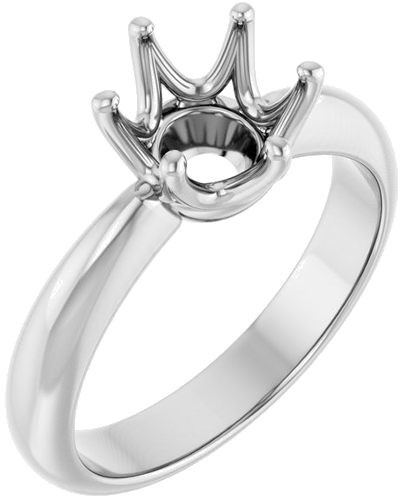 Sužadėtuvių Žiedas „Solitaire Crown-Inspired“ 14k white gold Round 7.4mm (1)