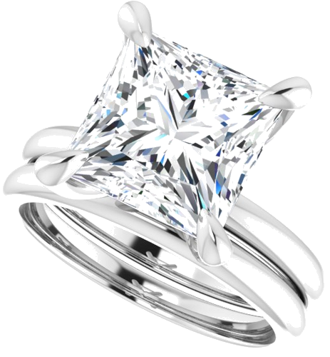 Sužadėtuvių Žiedas „Solitaire“ 585 Baltojo Aukso Square 9mm (10)