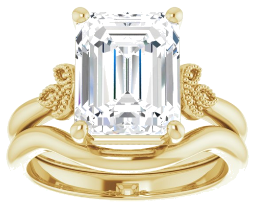 14K Yellow 10x8 mm Emerald Solitaire Engagement Ring Mounting (8)