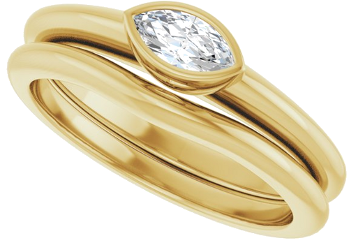 Sužadėtuvių Žiedas „Bezel-Set Solitaire“ 10k yellow gold Marquise 6mm x 3mm (10)