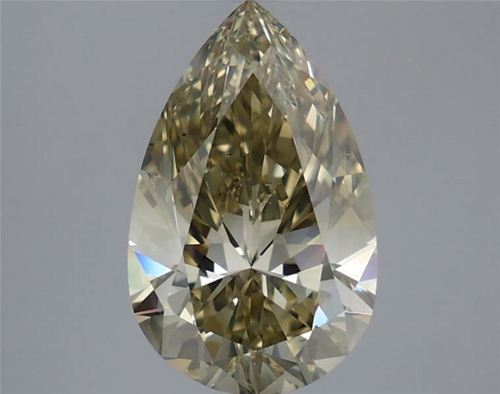 3.01 carat Fancy Brownish Greenish Yellow-SI1 Natūralus Pear Deimantas (1)