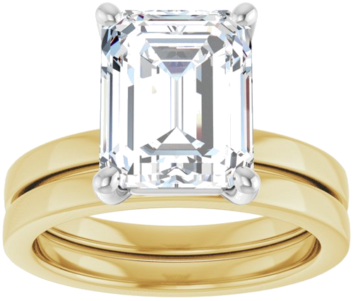 Sužadėtuvių Žiedas „Solitaire“ 14k yellow/white gold Emerald 10mm x 8mm (8)