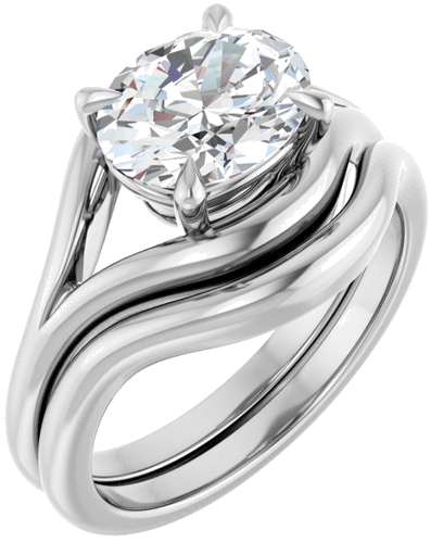 Sužadėtuvių Žiedas „Claw-Prong Solitaire“ 14k white gold Oval 9mm x 7mm (6)
