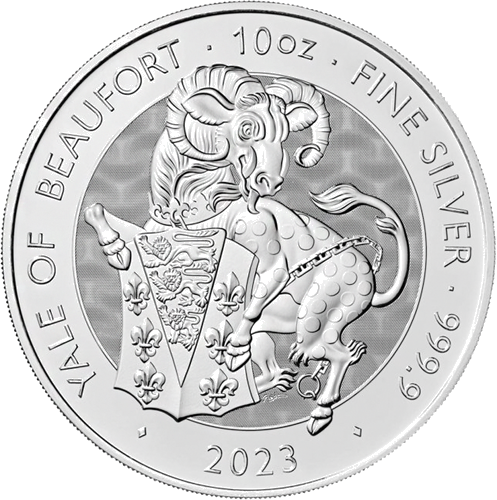 10 oz Beauforto ožys (Tudor) 2023 Didžioji Britanija sidabrinė moneta (1)