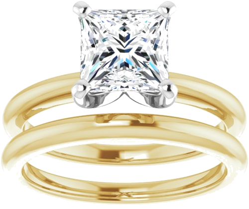 Sužadėtuvių Žiedas „Solitaire“ 585 Baltojo Ir Geltonojo Aukso Square 6.5mm (8)