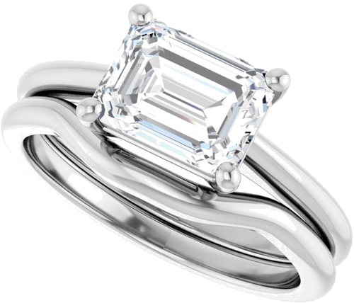 Sužadėtuvių Žiedas „Solitaire“ 585 Baltojo Aukso Emerald 8mm x 6mm (10)