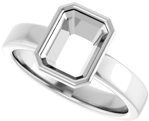 14K White 8x6 mm Emerald Solitaire Engagement Ring Mounting (5)