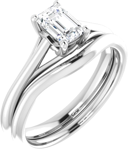 Sužadėtuvių Žiedas „Solitaire“ 14k white gold Emerald 6mm x 4mm (6)