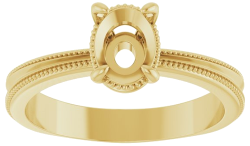 14K Yellow 8x6 mm Oval Engagement Ring Mounting (3)