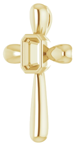 Pakabukas „Solitaire Bezel-Set Cross“ 14k yellow gold Emerald 7mm x 5mm (2)