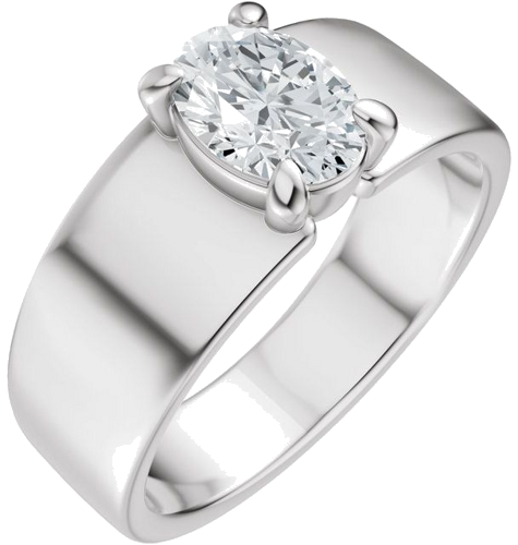 Sužadėtuvių Žiedas „Solitaire“ 14k white gold Oval 8.5mm x 6.5mm (1)