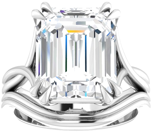 Sužadėtuvių Žiedas „Double Claw-Prong Solitaire Criss-Cross“ 10k white gold Emerald 12mm x 10mm (8)
