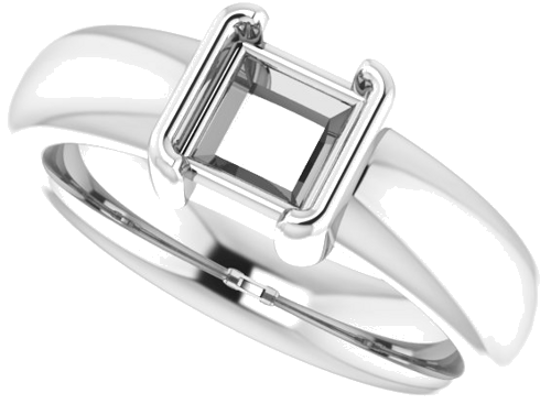 14K White 5.5 x 5.5 mm Square Half Bezel Solitaire Engagement Ring Mounting (5)