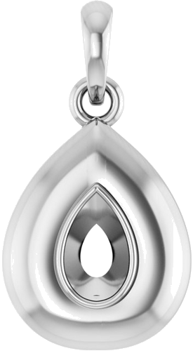 Pakabukas „Solitaire Puffed“ 585 Baltojo Aukso Pear Shape 5mm x 3mm (1)