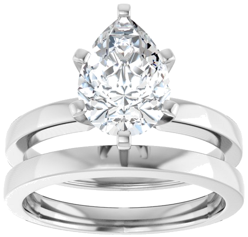Sužadėtuvių Žiedas „Solitaire“ 14k white gold Pear 10mm x 7mm (8)