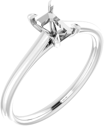 14K White  6x4 mm Emerald Solitaire Engagement Ring Mounting (1)