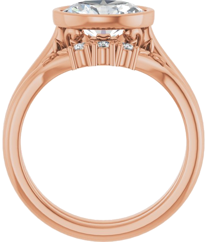Sužadėtuvių Žiedas „Bezel-Set“ 10k rose gold Oval 9mm x 7mm (7)