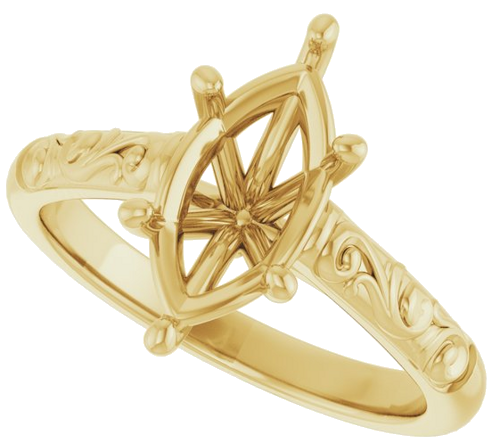 Sužadėtuvių Žiedas „Solitaire“ 585 Geltonojo Aukso Marquise 12mm x 6mm (5)