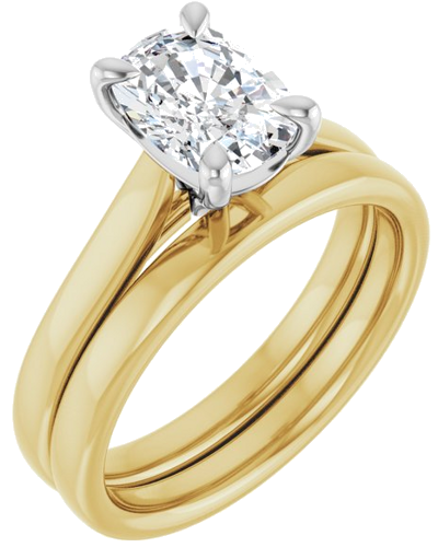Sužadėtuvių Žiedas „Claw-Prong Solitaire“ 14k yellow/white gold Elongated Cushion 8mm x 6mm (6)