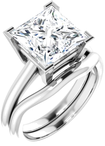 Sužadėtuvių Žiedas „V-End Prong“ 14k white gold Square 9mm (6)