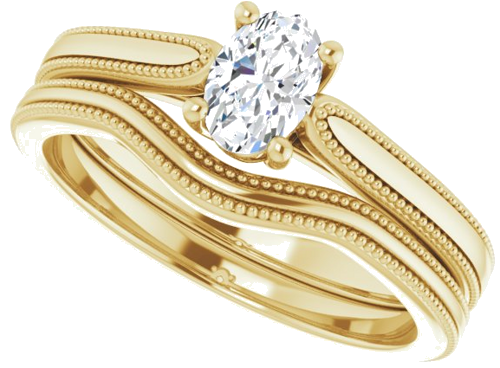 Sužadėtuvių Žiedas „Solitaire“ 10k yellow gold Oval 6mm x 4mm (10)